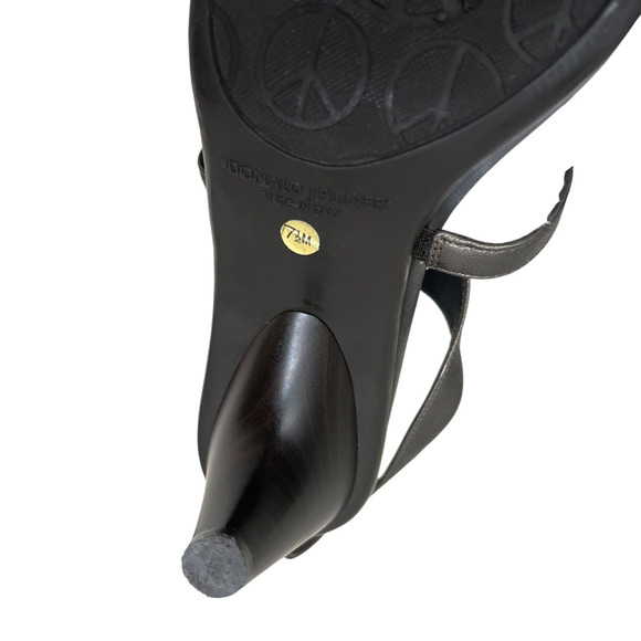 Donald J. Pliner Womens Sandal Heels Temira Metallic Pewter Sz 7.5 Made In Italy - Picture 8 of 9